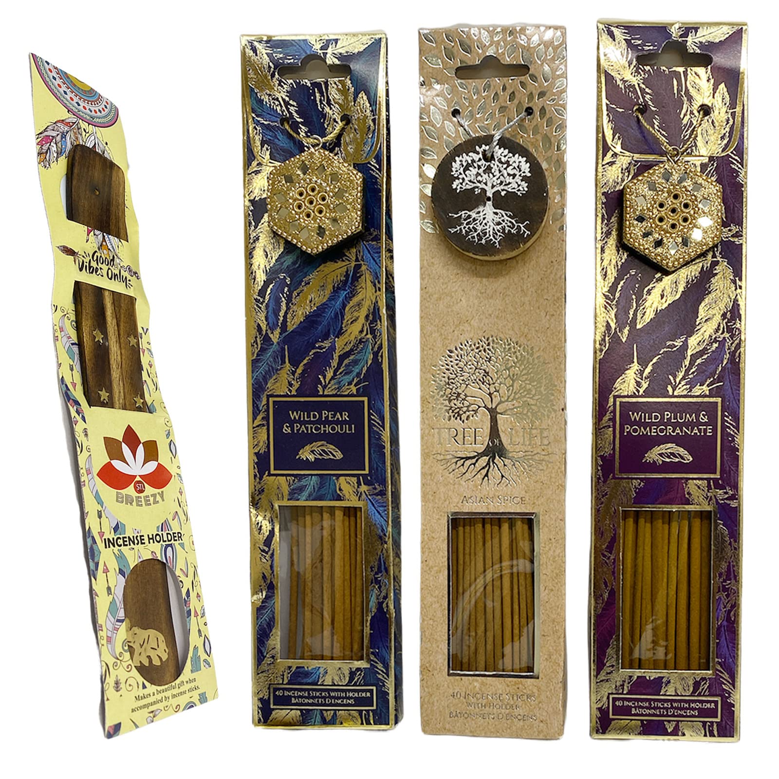 Fragranced Incense Sticks and Wooden Stick Holder Burner for Worship Church Wedding Events Home Fragrance Spa Purification (Relaxing Collection)