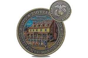 F4GODWAR 250th Marine Corps Anniversary Challenge Coin - Military Collectible for 1775-2025 - Marine Corps Birthday Gift - Marine Veterans' Commemorative Souvenir (color-01)
