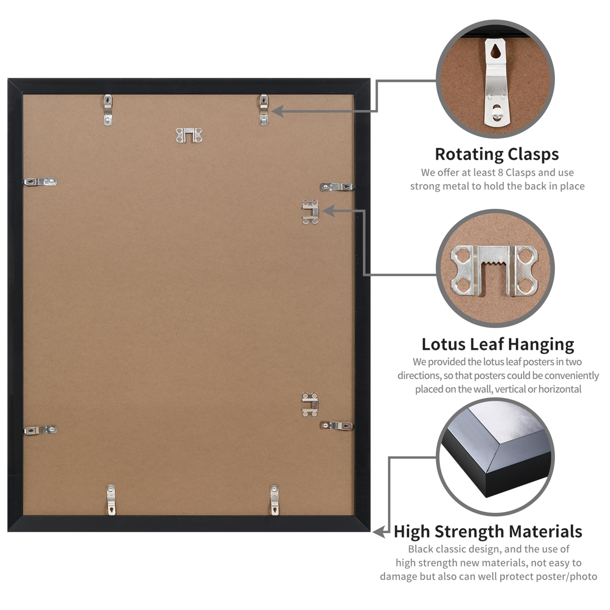 DOAI ART 16x20 Frames 2 Pack, Black Picture Frames