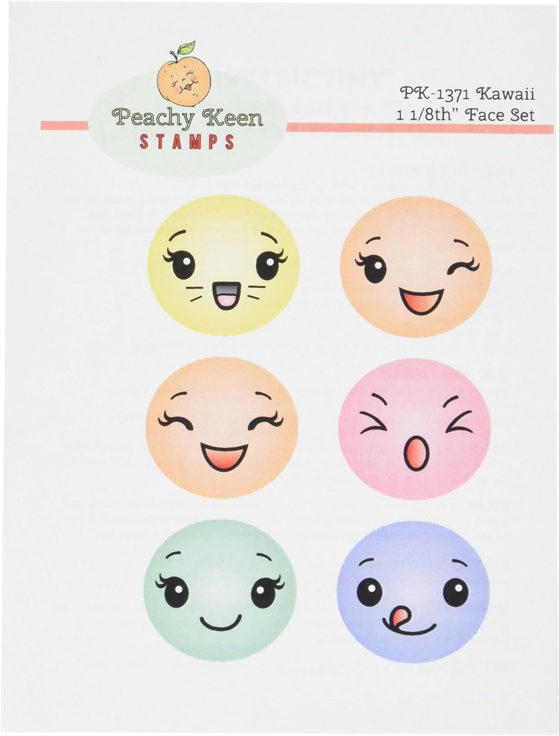 Peachy Keen Stamps Clear Face Assortment Kawaii, Acrylic, Multicoloured, 0.09 x 4.4 x 6.65 cm