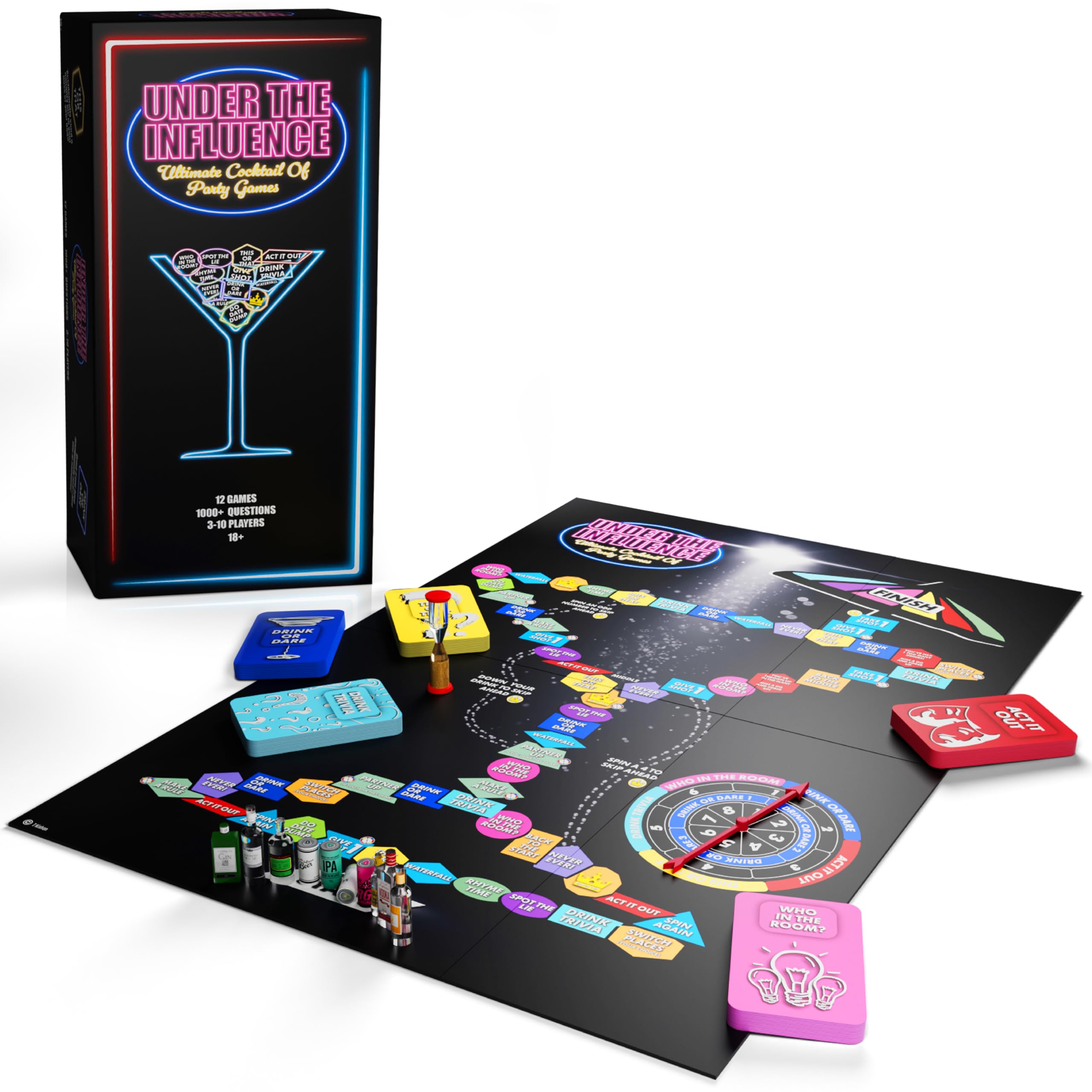 Under The Influence Drinking Game - 12-in-1 Drinking Board Games for Adults - Drinking Board Game - Up to 14 People Drinking Games for Adults Party
