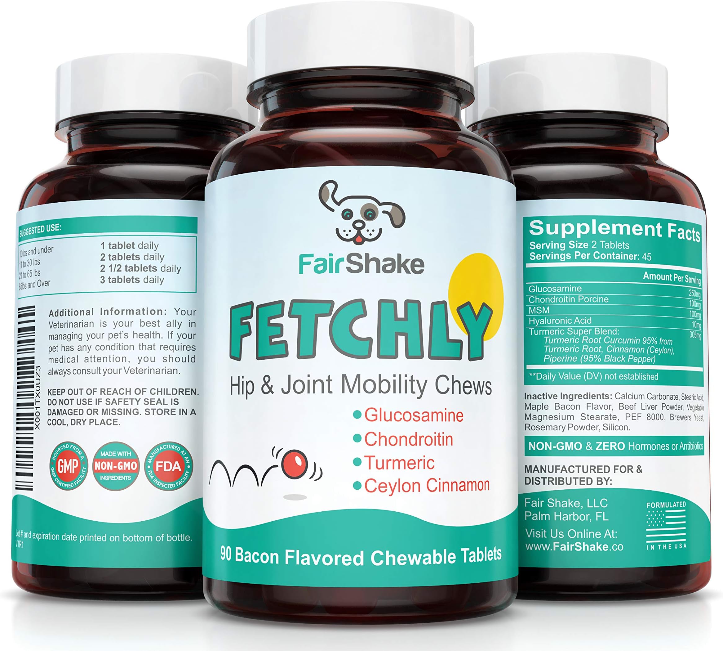 Best Joint Supplement For Senior Dogs - Glucosamine, Chondroitin, MSM & Turmeric - Supports Healthy Hip & Joints, Fights Inflammation & Arthritis Pain Relief FETCHLY #1 Chews Small & Large Dog Breeds