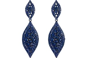 Flyonce Teardrop Wedding Earrings for Brides Birdesmaid, Rhinestone Crystal Charm 2 Leaf Drop Pierced Dangle for Women