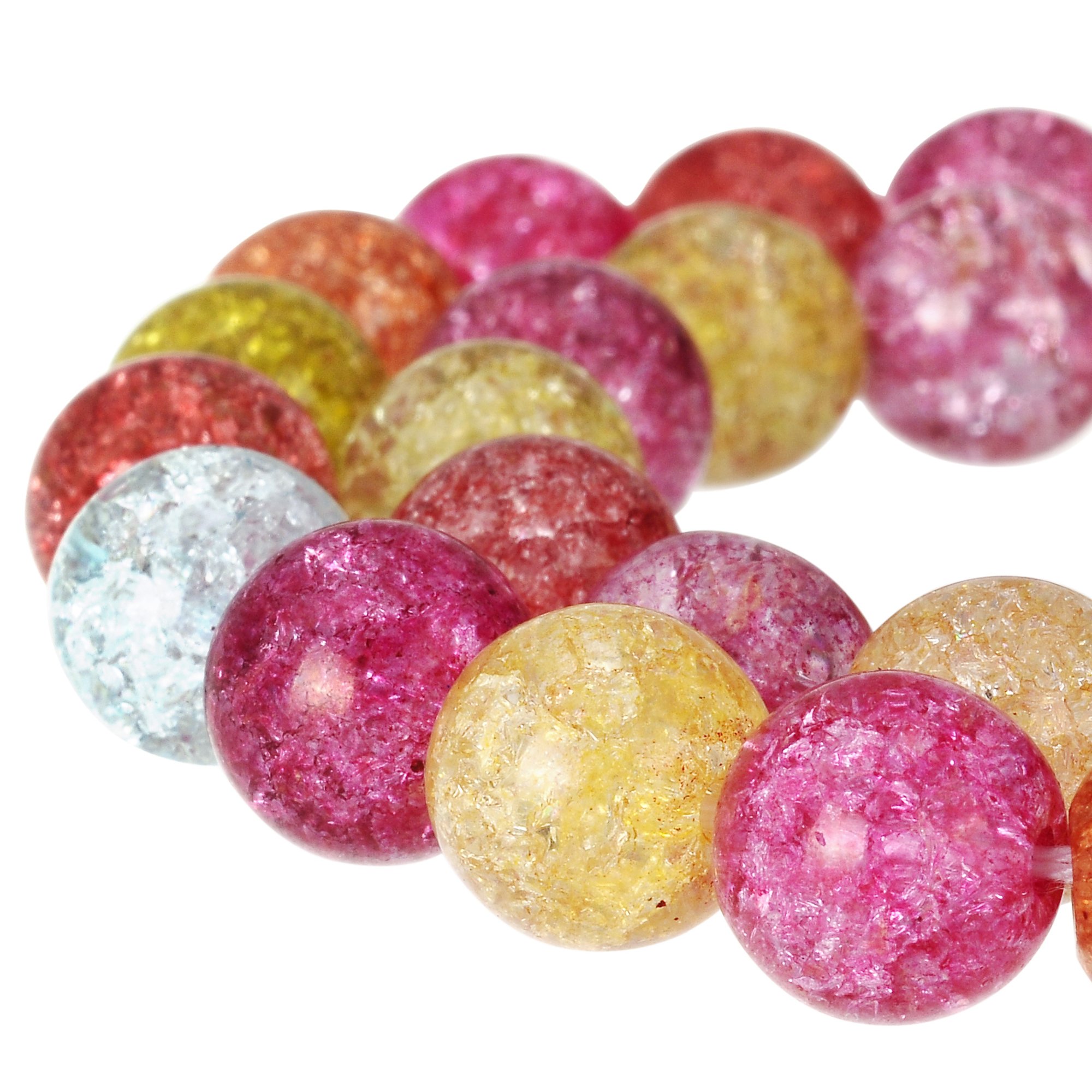 RUBYCA Round Crackle Druk Czech Crystal Splash Glass Beads Jewellery Making 8mm Strand (Mix Colour)