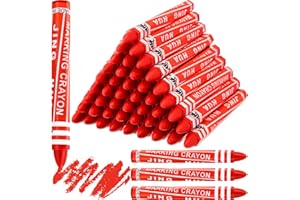 MotiMind 60 Pcs Industrial Lumber Crayons Bulk Wax Tire Marker Construction Marker for Craft Detailed Marking on Lumber Metal Carton Ceramics Concrete Glass Plastic 4.45" x 0.43" (Red)