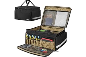 ORKELS Storage Bag for Traxxas RC 1/14, 1/16 & 1/18 Cars, Protective Carry Case with Bottom Clapboard and Multi-Pockets for Tools & Accessories, Black
