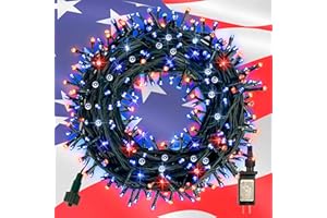 TW SHINE Red White and Blue Christmas Lights, 200 LED 66 FT 4th of July String Lights, Waterproof Independence Day Lights with 8 Modes Plug in for Patriotic Decorations Garden Yard Indoor Outdoor Decor