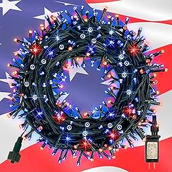 Red White and Blue Christmas Lights, 200 LED 66 FT