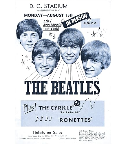 Amazon.com: Vintage Beatles Concert Poster Shea Stadium Queens, NY