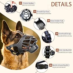 Dog Muzzle, Basket Muzzle with Slow Feeder Pad for