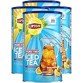 Lipton Unsweetened Iced Tea Mix, Sugar-Free Black Tea, 28 Quarts Each (Pack of 4), Made from Real Tea Leaves, Instant Cold Brew, Zero Calories, 112 Quarts Total