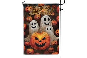 V VIBEPY All Over Printed Halloween Double Sided Garden Flags, 12x18" Garden Flag, Pumpkin Flag for Halloween Decor, Home Decor Outdoor, Fall Yard Flag, Halloween Decorations