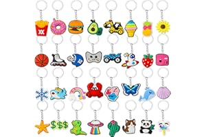 Keychains Bulk 32/64/128Pcs Random Different Keychains, Cute Key Chain for Classroom Prizes Students Incentives Backpack Part