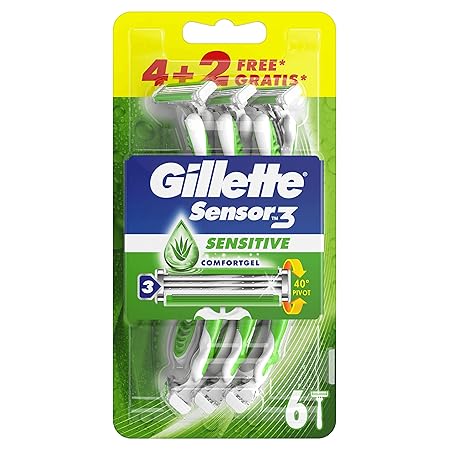 Gillette Sensor3 Sensitive Einwegrasierer für Männer, 4+2, 6 Stück
