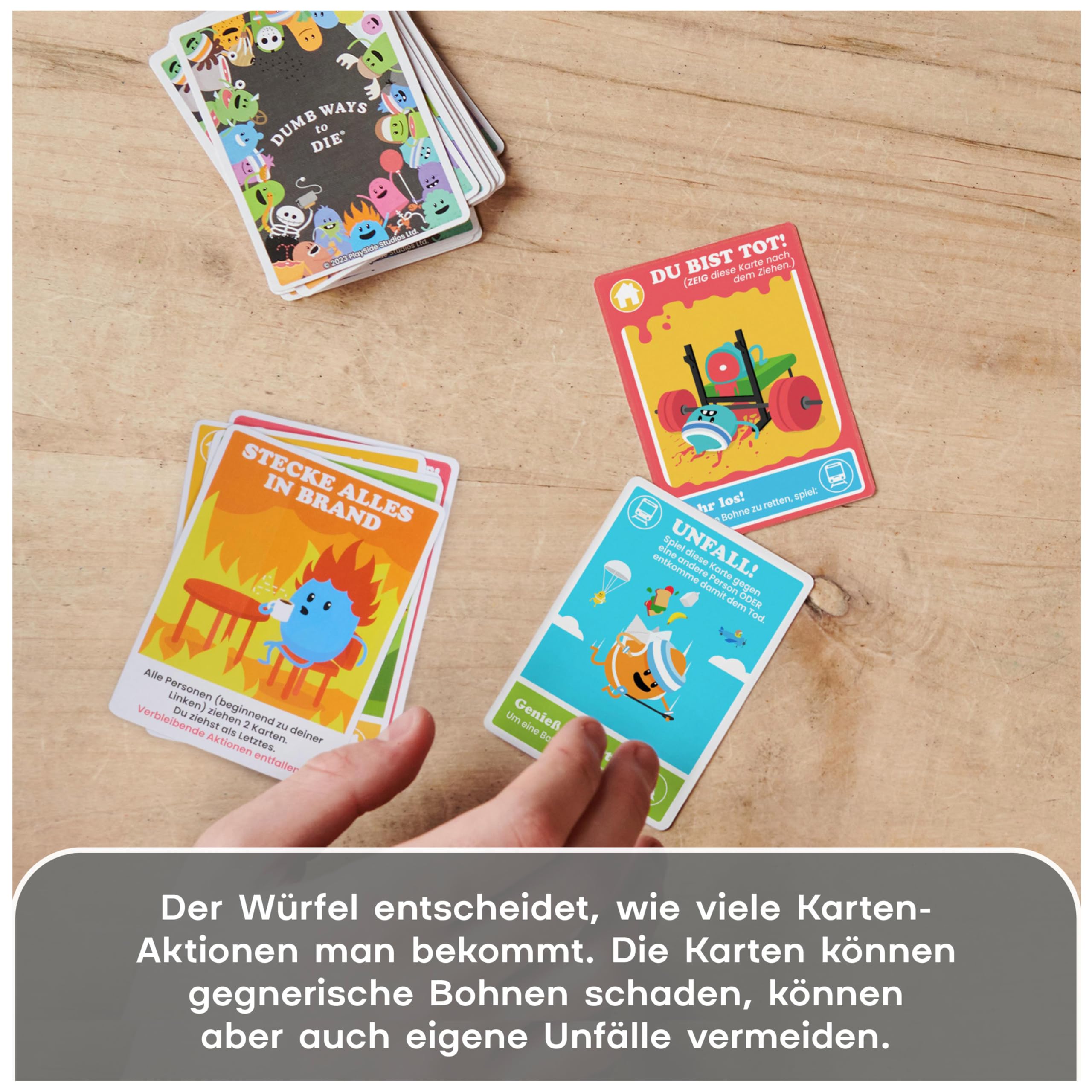 Spin Master Games Dumb Ways to Die, rasant-gemeines Kartenspiel, bei dem es ums Überleben der eigenen Bohnen geht, witziges Karten-Artwork mit Wackelbildern, 2-5 Spieler ab 12 Jahren, deutsche Ausgabe 4