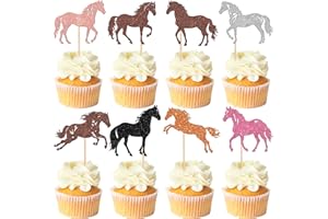 Rsstarxi 24 Pack Horse Cupcake Toppers Horse Cake Decoration Animal Horse Cupcake Picks for Horse Racing Party Equestrian Themed Birthday Baby Shower Party Decorations