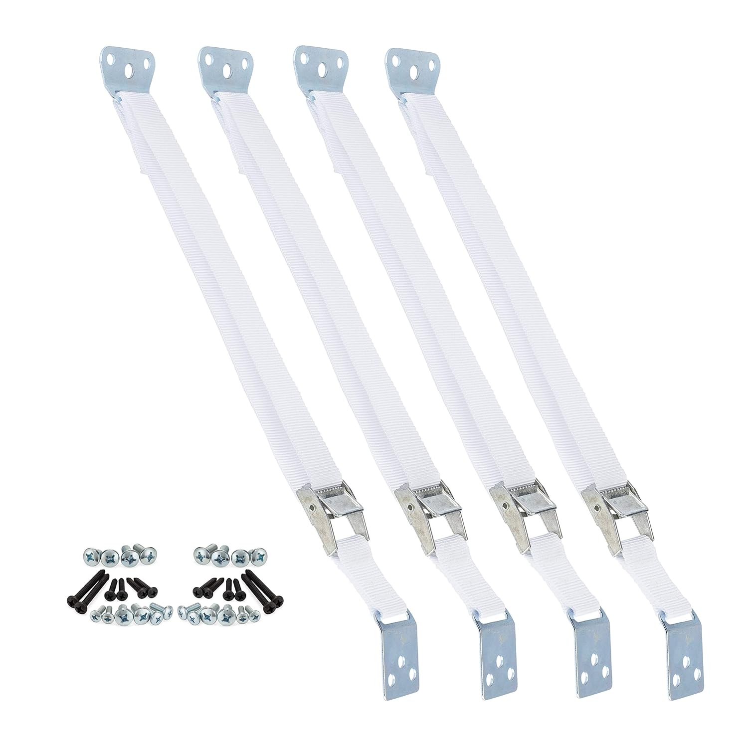 Safety Innovations Heavy Duty TV and Furniture Straps - Baby Proofing Anti Tip Straps for Child and Baby Safety - Expert Designed Strap Anchors Furniture to Walls to Prevent Tip-Overs (4 Pk, White)