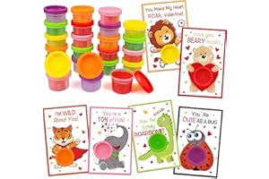MALHAII 24 Pack Valentines Cards for Kids with Playing Dough, Valentines Day Gifts for Kids, valentines Day Cards for Kids School Classroom Exchange, Valentines Party Favors Valentines Goodies Bag Filler