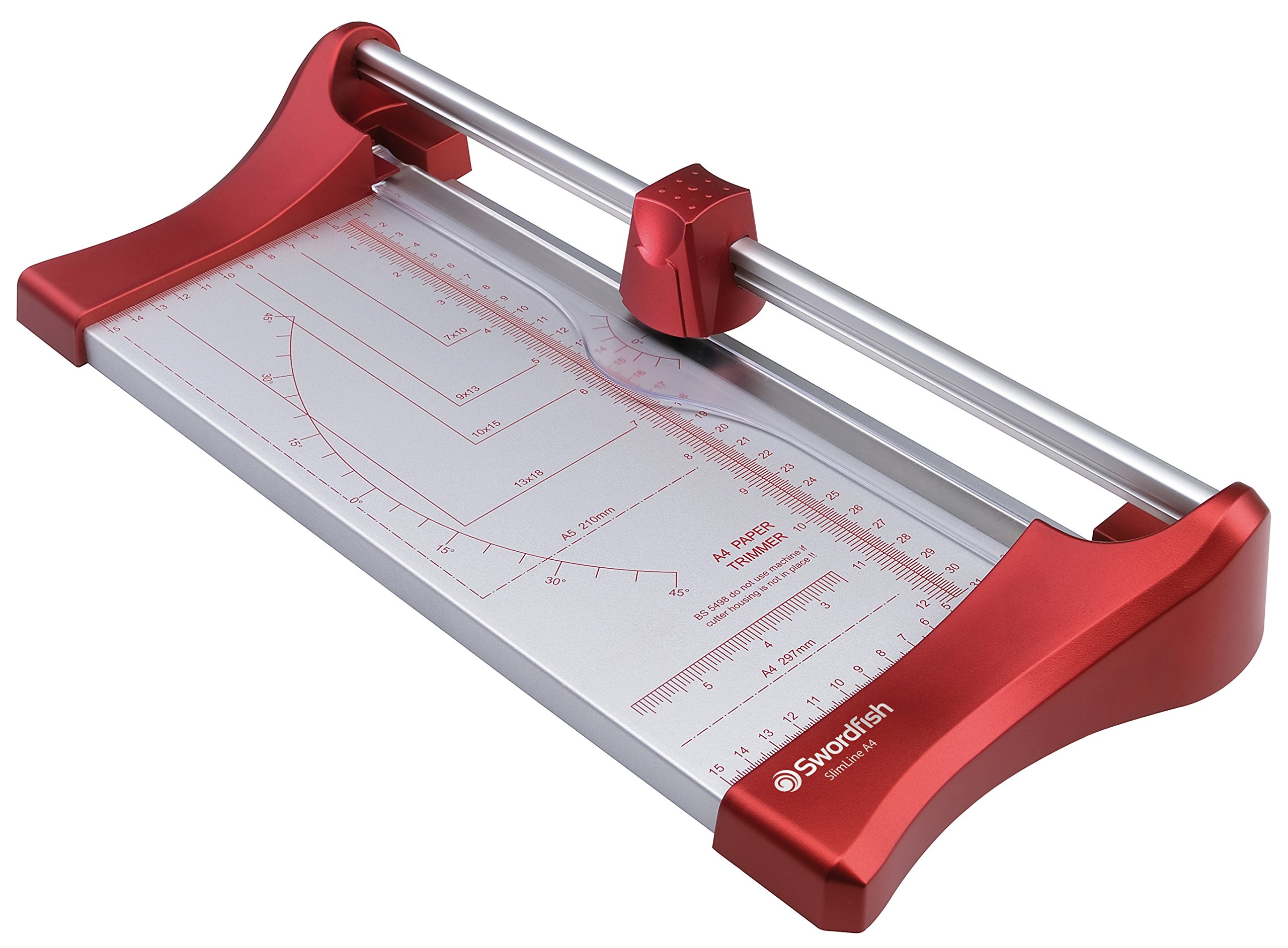 Swordfish 40262 Slimline A4 10 Sheet Rotary Paper Trimmer/Guillotine - Red