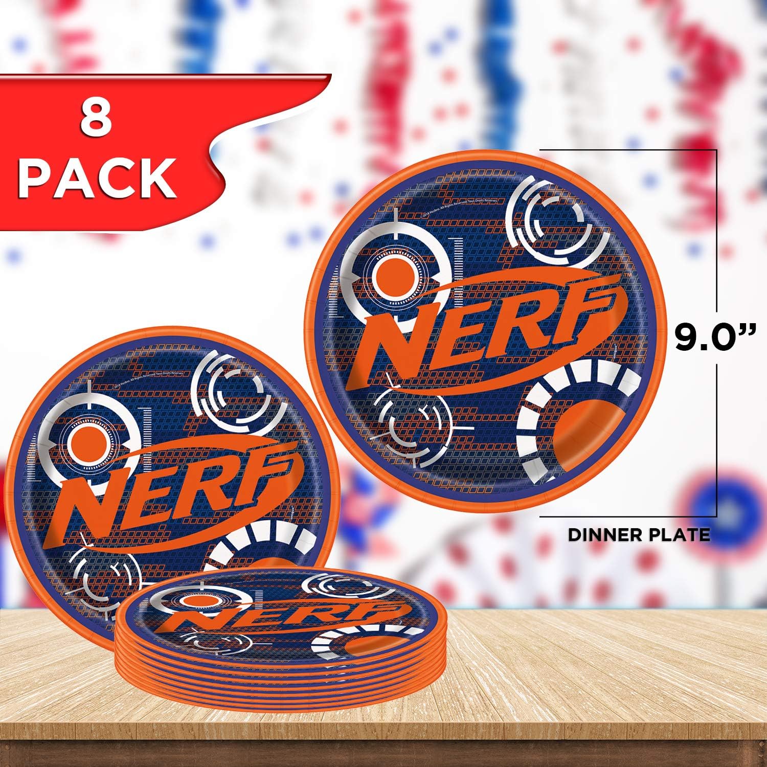 Unique Nerf Party Bundle | Beverage & Luncheon Napkins, Dinner & Dessert Plates, Bull's Eye Decoration | Great for Interactive Sports Birthday Themed Parties: Health & Personal Care