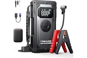 TREKURE 8-in-1 Jump Starter with Air Compressor 6000A 150PSI Portable Car Battery Jump Starter (All Gas/10L Diesel), 12V Jump Box Car Battery Jumper Starter Portable with Jumper Cables, Lights