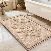 LUMI Ultra Absorbent Bathroom Rug Non Slip Rubber Backing, Machine Washable Bath Mat Soft Premium Microfiber, Elegant Luxury Bath Rugs Quick Dry for Bathtub and Shower Floor, Decor, 24x36