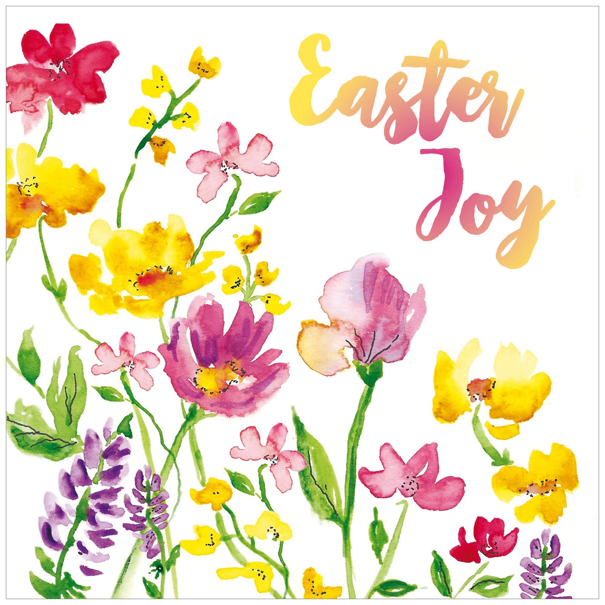Religious Easter Cards - Joy Flowers, pack of 5 cards with white envelopes, with Bible verse inside these Christian Easter cards, by Just Cards Direct