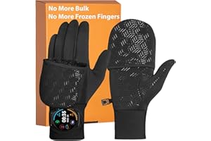 RIGWARL Winter Running Gloves Men Women Cold Weather, Touchscreen Convertible Mittens Warm Thermal Gloves with Watch Window