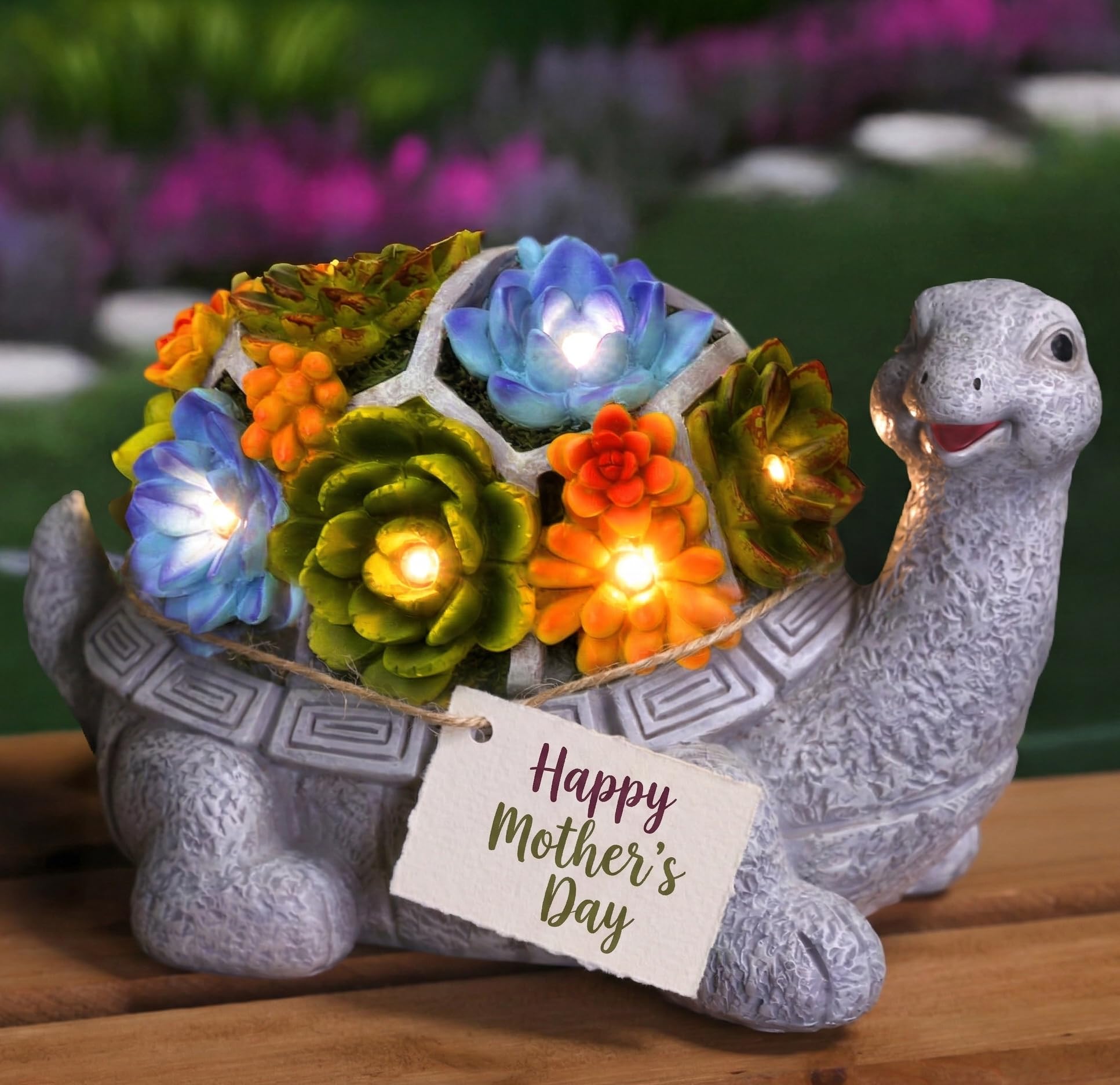 Mosii Large Solar Turtle Garden Ornaments Outdoor Indoor Decor, Waterproof Statue Figurine Sculpture with 7 LED Solar Lights - Housewarming Decorations Garden Gifts for Women Men — image 1