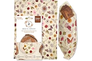 Bee's Wrap Beeswax Wraps for Food - Meadow Magic Bread Wrap - Made in USA Reusable Bread Storage Bags - Organic & Eco-Friendl