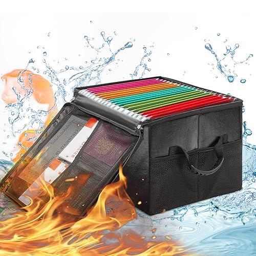 Fireproof Document Box with Lock, Waterproof File Safe Box Anti-Static ...