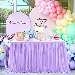 Light Purple Table Skirt for Rectangle Tables 6ft