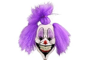 Quligeta Scary Halloween Clown Mask for Adult with Hair Horror Evil Killer Joker Costume Mask