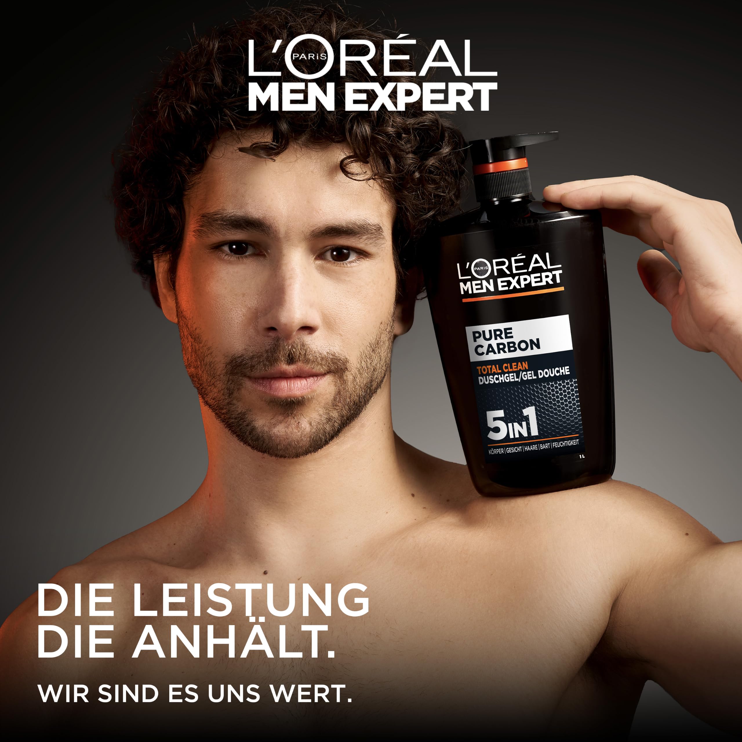 L'Oréal Men Expert XXXL 5in1 Duschgel und Shampoo für Männer, Duschbad zur Reinigung von Körper, Haar und Gesicht, Herren Körperpflege für langanhaltende Frische mit Karbon, Pure Carbon, 1 x 1000 ml 2