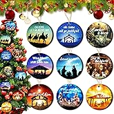 36 Pcs Nativity Scene Christmas Tree Ornaments Religious Wooden Xmas Tree Hanging Decorations Christian Faith Ornaments for Christmas Tree Farmhouse Holiday Religious Decor
