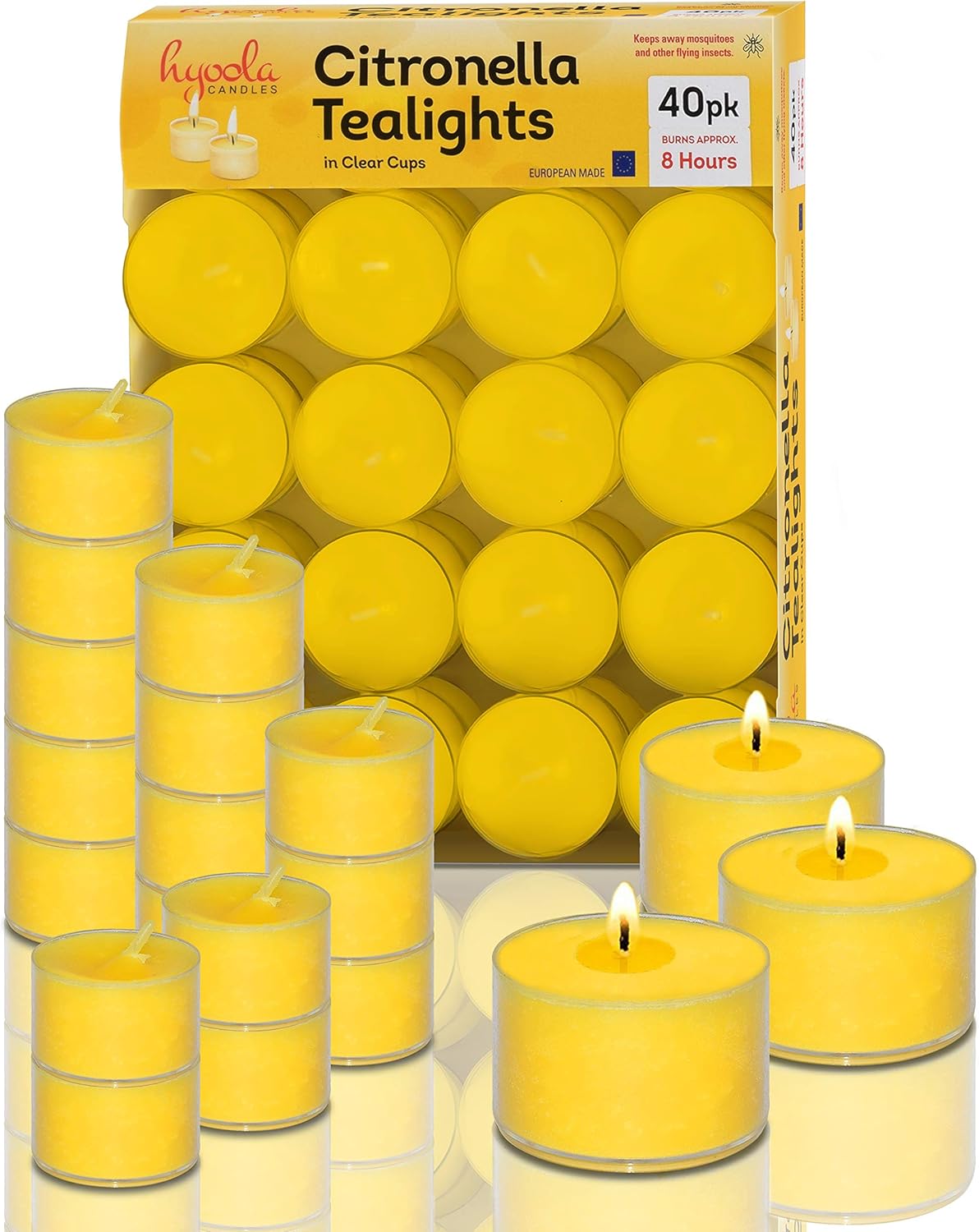 Hyoola Tealight Citronella Candles Outdoor 8 Hour Burn Time Indoor