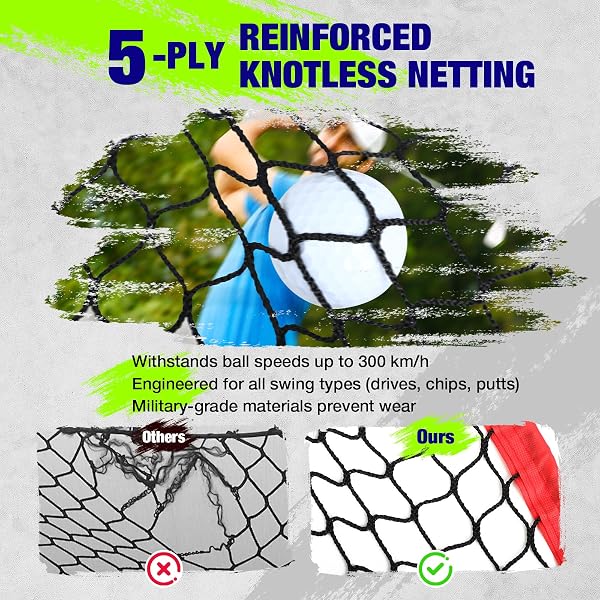 10X7 FT GOLF NET WITH 2-IN-1 REPLACEABLE NON-SLIP GOLF HITTING MAT