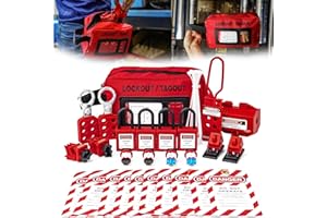 BOZZYS Portable Lockout Tagout Kit - 27 Pack OSHA Compliant | Red Loto Locks to Prevent Accidental Startup | for Breaker Lock Out Tag Out Kits Electrical