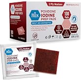 MED PRIDE Povidone Iodine Prep Pads, 10%, Alcohol-Free Antiseptic, 100-Ct