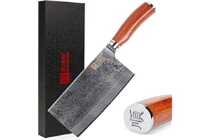 Sunlong Meat Cleaver 7 inch Chinese Vegetable Cleaver Japanese Hammer Damascus Steel Blade Natural Rosewood Handle