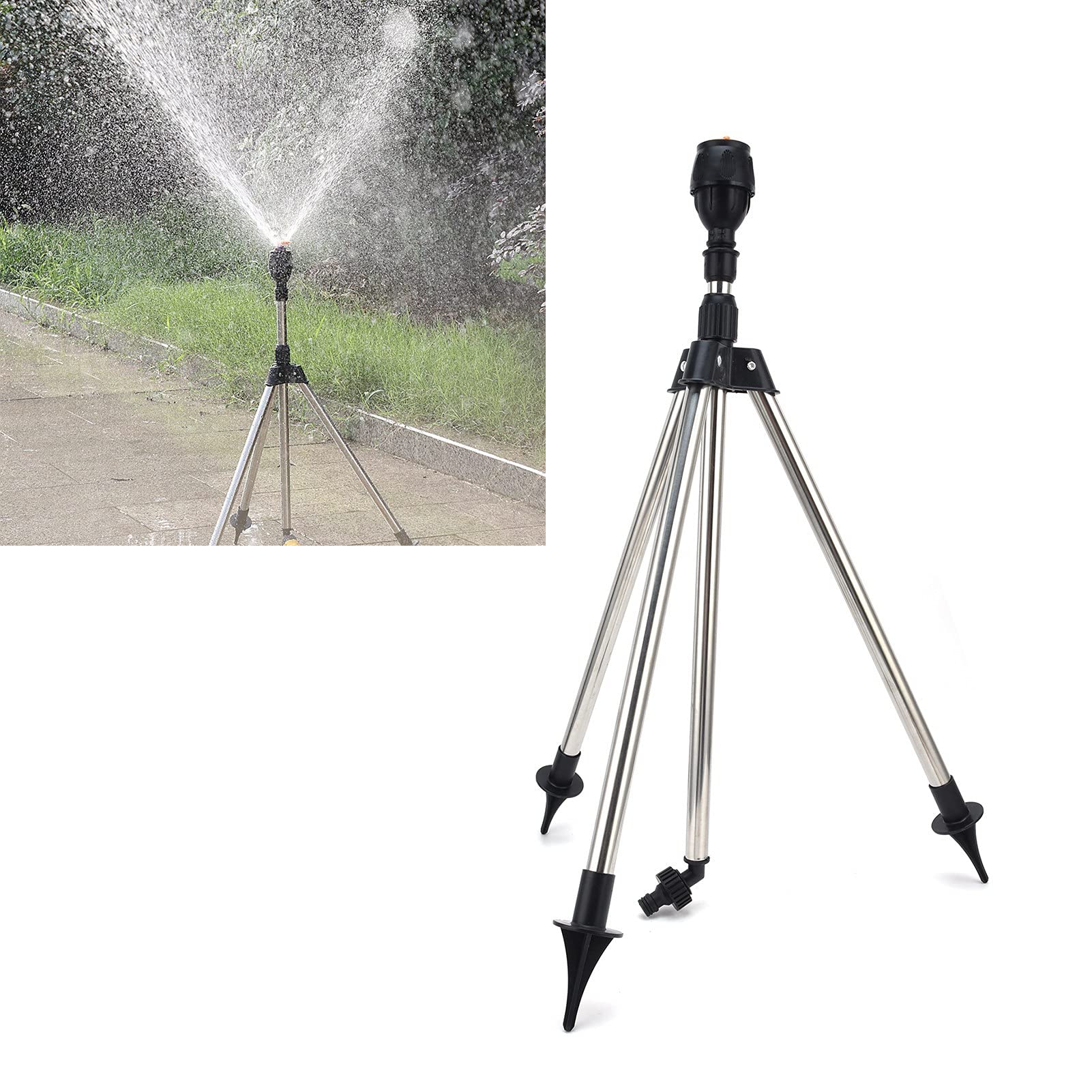 Rotating Tripod Sprinkler, Garden Sprinkler 360 Degree Telescopic Tripod Sprinkler, Rotating Pulsating Sprinkler Lawn Sprinkler Large Area, Water Sprinkler For Garden Agricultural Irrigation