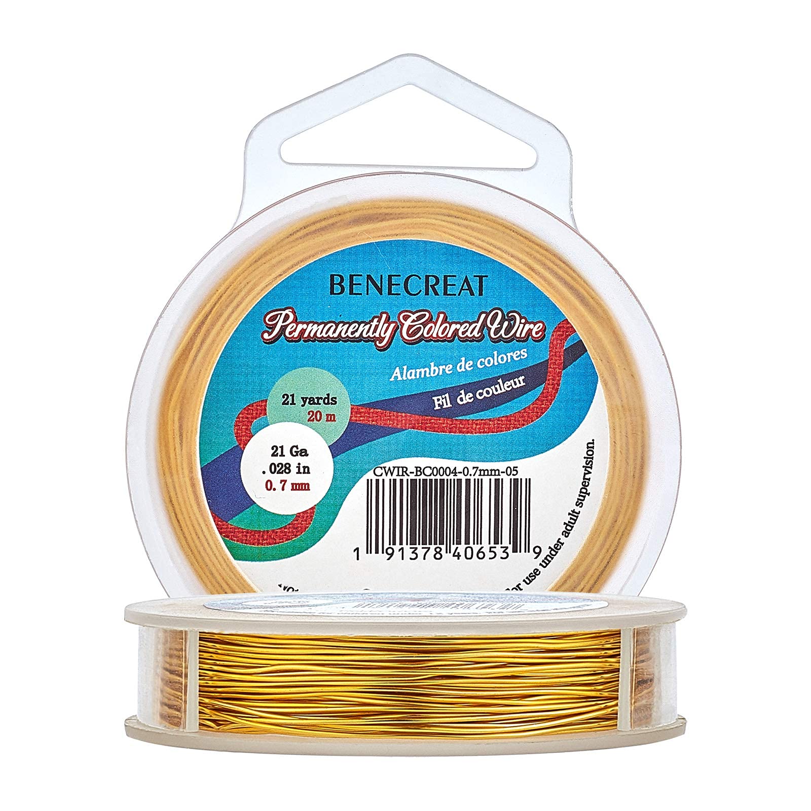BENECREAT 0.7mm(21Gauge) Tarnish Resistant Copper Wire 20m Gold Jewelry Beading Wire for Crafts Beading Jewelry Making