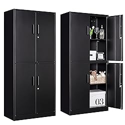 71" Metal Locking Storage Cabinet With Adjustable