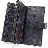 Women's RFID Blocking Genuine Leather Wallet Vintage Hand Rubbing Wallets Organizer | RFID Blocking, Vintage, Hand Rubbing, Organizer
