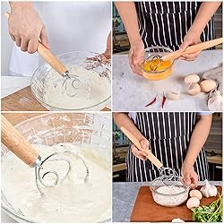 Danish Dough Whisk Sets,Wooden Handle Mixer Bread