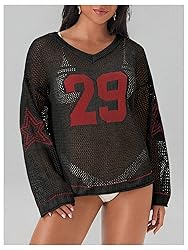 BEAUDRM Women's Number Letter Graphic Sweater