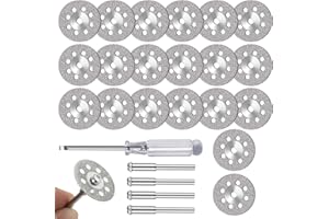FOTYBEI 20pcs 545 Diamond Coated Cutting Wheel (30mm) for Dremel Rotary Tool with 402 Mandrel (3mm) 4pcs and Screwdriver for Rotary Tool Accessories Stone Glass Cutting (20pcs-30mm)