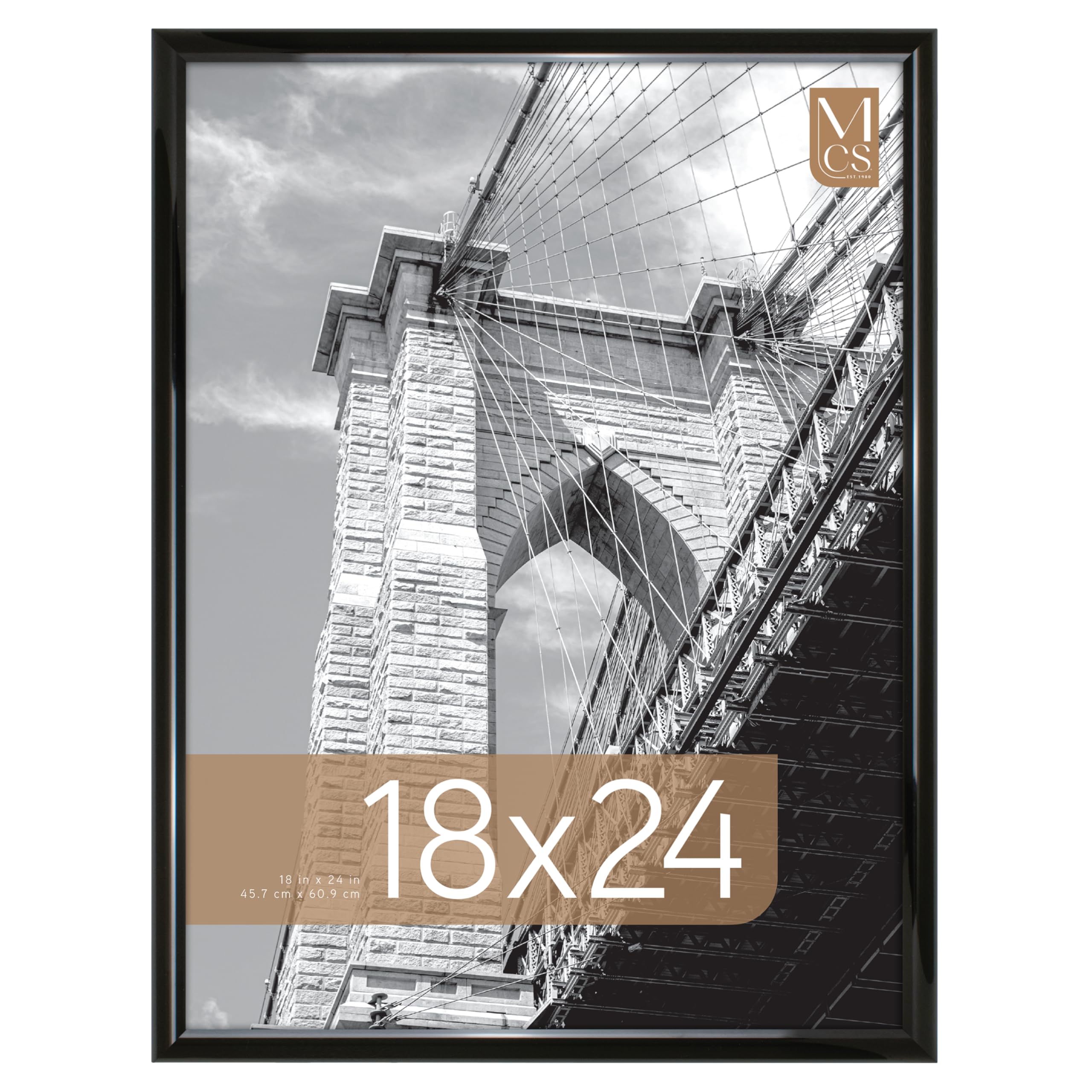 Photo 1 of MCS Trendsetter 18x24 Poster Frame Black High-Gloss, Vertical & Horizontal Wall Hanging Large Picture Frame for Photos, Posters & Art Prints (1-Pack)