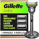 GilletteLabs with Exfoliating Bar by Gillette Razor for Men - 1 Handle, 4 Razor Blade Refills, Includes Premium Magnetic Stand