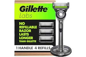 GilletteLabs with Exfoliating Bar by Gillette Razor for Men - 1 Handle, 4 Razor Blade Refills, Holiday Gifts for Men, Includes Premium Magnetic Stand